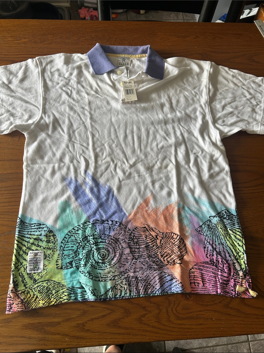 Dead Stock New Vintage Arrow River Brand 90s River Washed Coastal Cotton Polo M
